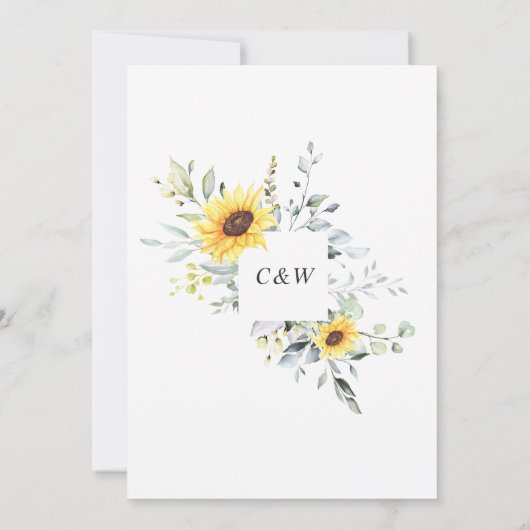 Elegant Sunflower Eucalyptus ENGAGTY Kaart (Achterkant)