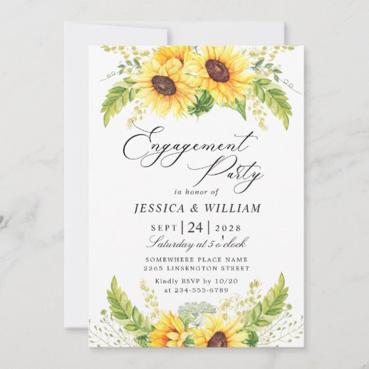 Elegant Sunflower Eucalyptus ENGAGTY Kaart (Voorkant)