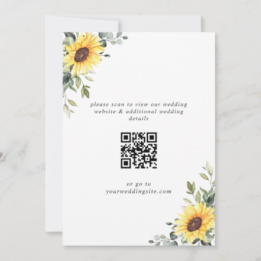 Elegant Sunflower Eucalyptus ENGAGTY QR Kaart (Achterkant)