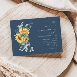 Elegant Sunflower Eucalyptus Fall Wedding Invitati Kaart