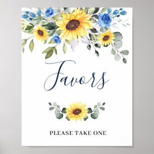 Elegant Sunflower Eucalyptus Favors Weddenschap Poster