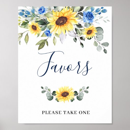Elegant Sunflower Eucalyptus Favors Weddenschap Poster (Voorkant)