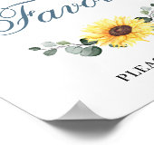 Elegant Sunflower Eucalyptus Favors Weddenschap Poster (Hoek)