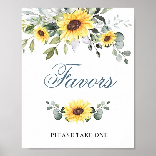 Elegant Sunflower Eucalyptus Favors Weddenschap Poster (Voorkant)