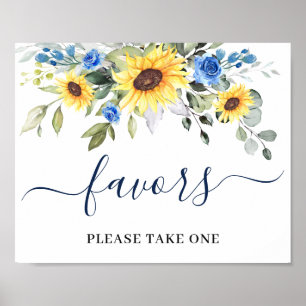 Elegant Sunflower Eucalyptus Favors Weddenschap Poster