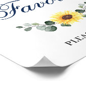 Elegant Sunflower Eucalyptus Favors Weddenschap Poster (Hoek)