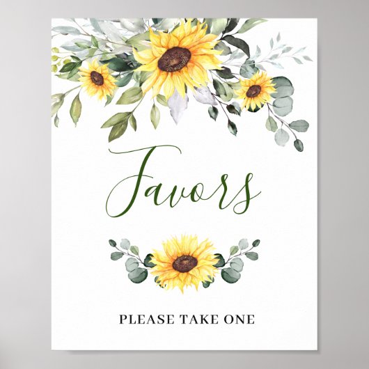 Elegant Sunflower Eucalyptus Favors Weddenschap Poster (Voorkant)