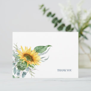 Elegant Sunflower Eucalyptus Floral Bedankkaart