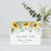 Elegant Sunflower Eucalyptus Floral bedankt Briefkaart (Staand voorkant)