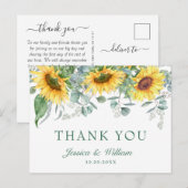Elegant Sunflower Eucalyptus Floral bedankt Briefkaart (Voorkant / Achterkant)