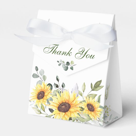 Elegant Sunflower Eucalyptus Floral Gift Wedding Bedankdoosjes (Voorkant Zijde)