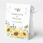 Elegant Sunflower Eucalyptus Floral Gift Wedding Bedankdoosjes (Achterkant)