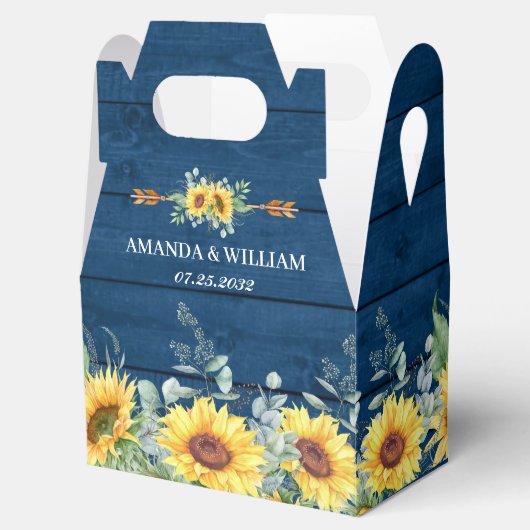 Elegant Sunflower Eucalyptus Floral Gift Wedding Bedankdoosjes (Geopend)