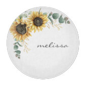 Elegant Sunflower Eucalyptus Floral Snijplank (Voorkant)