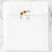 Elegant Sunflower Eucalyptus Floral Weddenschap Ronde Sticker (Tas)
