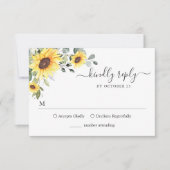Elegant Sunflower Eucalyptus Floral Wedding RSVP (Voorkant)