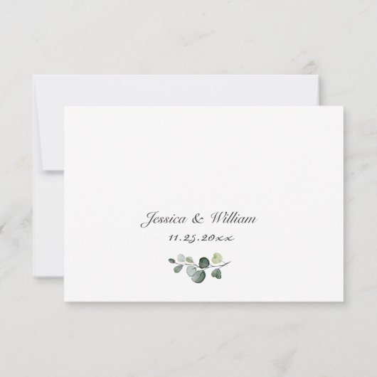 Elegant Sunflower Eucalyptus Floral Wedding RSVP (Achterkant)