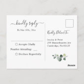 Elegant Sunflower Eucalyptus Floral Wedding RSVP Briefkaart (Achterkant)
