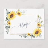Elegant Sunflower Eucalyptus Floral Wedding RSVP Briefkaart (Voorkant)