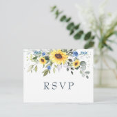 Elegant Sunflower Eucalyptus Floral Wedding RSVP Briefkaart (Staand voorkant)