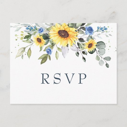 Elegant Sunflower Eucalyptus Floral Wedding RSVP Briefkaart (Voorkant)