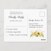 Elegant Sunflower Eucalyptus Floral Wedding RSVP Briefkaart (Achterkant)