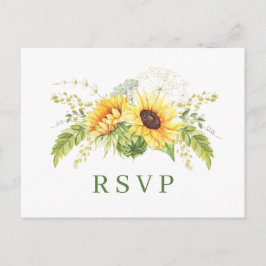 Elegant Sunflower Eucalyptus Floral Wedding RSVP Briefkaart