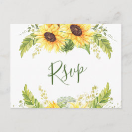 Elegant Sunflower Eucalyptus Floral Wedding RSVP Briefkaart