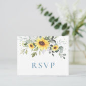 Elegant Sunflower Eucalyptus Floral Wedding RSVP Briefkaart (Staand voorkant)