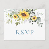 Elegant Sunflower Eucalyptus Floral Wedding RSVP Briefkaart (Voorkant)