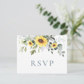 Elegant Sunflower Eucalyptus Floral Wedding RSVP Briefkaart (Staand voorkant)
