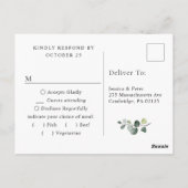 Elegant Sunflower Eucalyptus Floral Wedding RSVP Briefkaart (Achterkant)