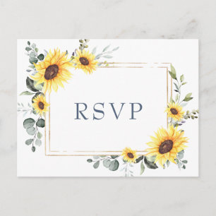 Elegant Sunflower Eucalyptus Floral Wedding RSVP Briefkaart