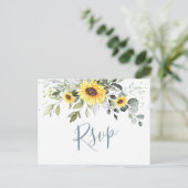 Elegant Sunflower Eucalyptus Floral Wedding RSVP Briefkaart (Staand voorkant)