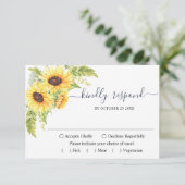 Elegant Sunflower Eucalyptus Floral Wedding RSVP Kaartje (Staand voorkant)
