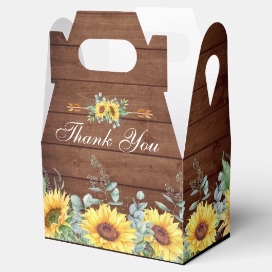Elegant Sunflower Eucalyptus Florenz. Vrijgezellen Bedankdoosjes (Geopend)