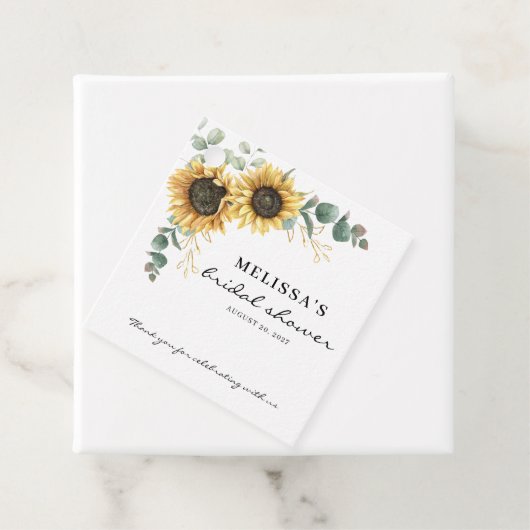 Elegant Sunflower Eucalyptus Florenz. Vrijgezellen Bedankjes Labels (In situ)