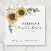 Elegant Sunflower Eucalyptus Florenz. Vrijgezellen Bedankjes Labels (Voorkant)