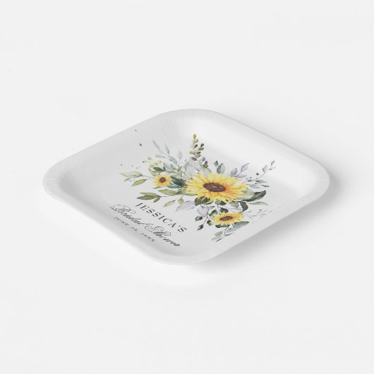 Elegant Sunflower Eucalyptus Florenz. Vrijgezellen Papieren Bordje (Gebogen)