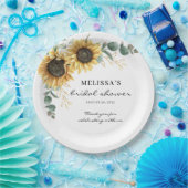 Elegant Sunflower Eucalyptus Florenz. Vrijgezellen Papieren Bordje (Feest)