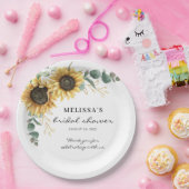 Elegant Sunflower Eucalyptus Florenz. Vrijgezellen Papieren Bordje (Feest)