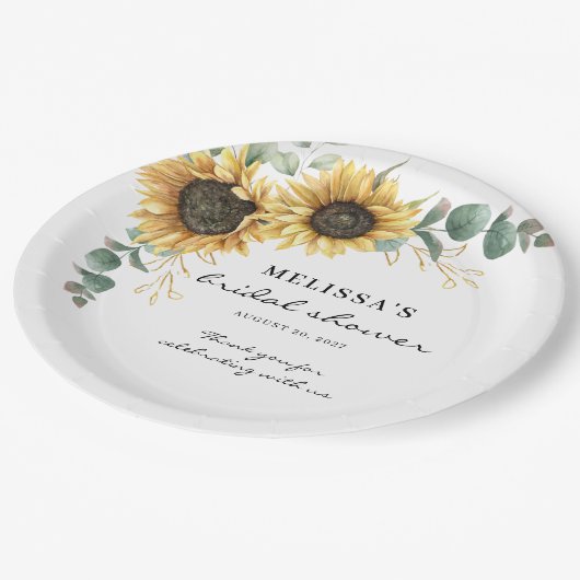 Elegant Sunflower Eucalyptus Florenz. Vrijgezellen Papieren Bordje (Gekanteld)