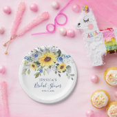 Elegant Sunflower Eucalyptus Florenz. Vrijgezellen Papieren Bordje (Feest)