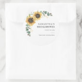 Elegant Sunflower Eucalyptus Florenz. Vrijgezellen Ronde Sticker (Tas)