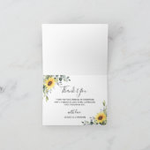 Elegant Sunflower Eucalyptus Foliage Afstuderen Bedankkaart (Binnen)