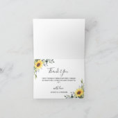 Elegant Sunflower Eucalyptus Foliage Afstuderen Bedankkaart (Binnen)