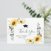 Elegant Sunflower Eucalyptus Foliage Afstuderen Bedankkaart (Staand voorkant)