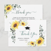 Elegant Sunflower Eucalyptus Foliage Afstuderen Bedankkaart (Voorkant / Achterkant)