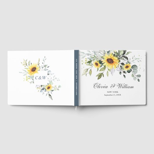 Elegant Sunflower Eucalyptus Foliage Weddenschap Gastenboek (Volledig)