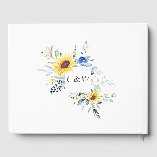 Elegant Sunflower Eucalyptus Foliage Weddenschap Gastenboek (Achterkant)